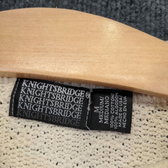 Knights Bridge Men's Spell Out Golf Sweater Cream Medium Embroidered Pullover - Picture 11 of 14